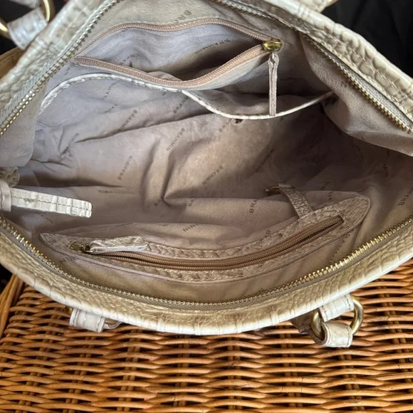 Brahmin Mini Arno Melbourne Beige Leather Satchel Handbag Shoulder Bag - Picture 8 of 9